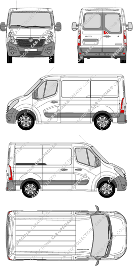 Vauxhall Movano, FWD, furgone, L1H1, vitre arrière, Rear Wing Doors, 1 Sliding Door (2010)