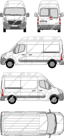 Vauxhall Movano, FWD, van/transporter, L2H3, rear window, Rear Wing Doors, 2 Sliding Doors (2010)
