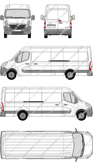 Vauxhall Movano, RWD, furgone, L4H2, Rear Wing Doors, 2 Sliding Doors (2010)