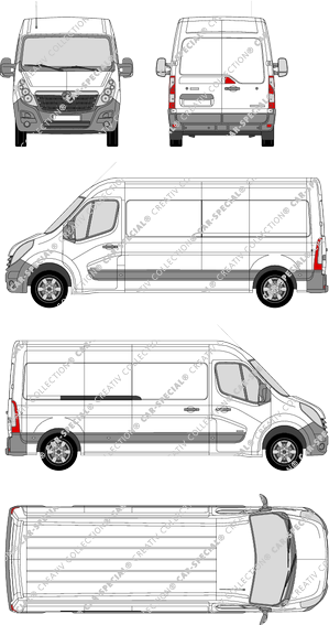 Vauxhall Movano, FWD, furgone, L3H2, Rear Wing Doors, 1 Sliding Door (2010)