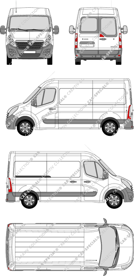 Vauxhall Movano, FWD, van/transporter, L2H2, rear window, Rear Wing Doors, 1 Sliding Door (2010)