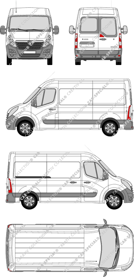 Vauxhall Movano, FWD, Kastenwagen, L2H2, Heck verglast, Rear Wing Doors, 1 Sliding Door (2010)