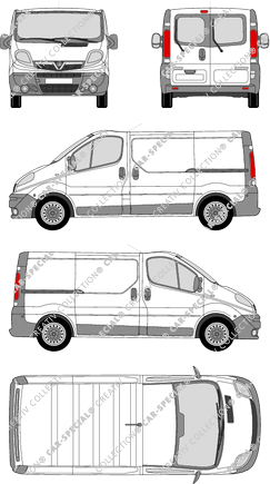 Vauxhall Vivaro, Kastenwagen, L1H1, Heck verglast, Rear Wing Doors, 2 Sliding Doors (2006)
