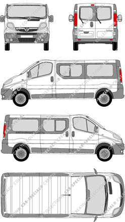 Vauxhall Vivaro Combi, Combi, L2H1, Rear Wing Doors, 1 Sliding Door (2006)