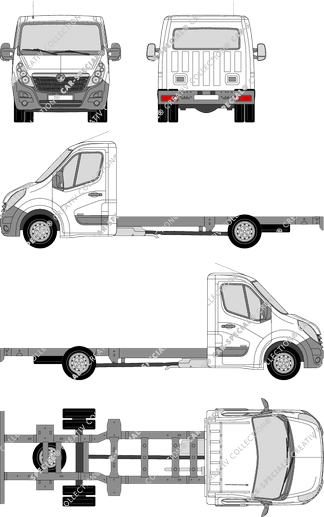 Vauxhall Movano Zwillingsbereifung, Doppelbereifung, Fahrgestell für Aufbauten, L4H1, Einzelkabine (2010)