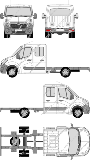 Vauxhall Movano Zwillingsbereifung, Doppelbereifung, Châssis pour superstructures, L3H1, double cabine (2010)