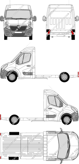 Vauxhall Movano, châssis plateau, L2H2, cabine Solo (2010)