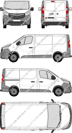 Vauxhall Vivaro, furgón, L1H1, Rear Wing Doors, 1 Sliding Door (2014)