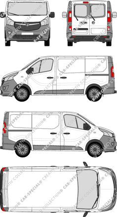 Vauxhall Vivaro, furgone, L1H1, vitre arrière, Rear Wing Doors, 2 Sliding Doors (2014)
