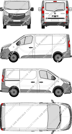Vauxhall Vivaro, van/transporter, L1H1, rear window, Rear Flap, 1 Sliding Door (2014)