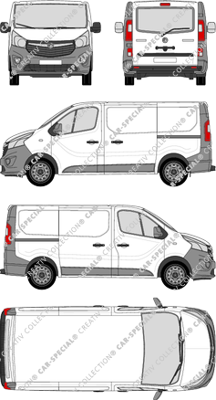 Vauxhall Vivaro, furgone, L1H1, vitre arrière, Rear Flap, 2 Sliding Doors (2014)