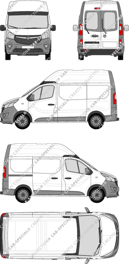 Vauxhall Vivaro, furgone, L1H2, vitre arrière, Rear Wing Doors, 1 Sliding Door (2014)