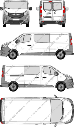 Vauxhall Vivaro, fourgon, L2H1, Heck verglast, double cabine, Rear Wing Doors, 1 Sliding Door (2014)