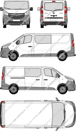 Vauxhall Vivaro, Kastenwagen, L2H1, Heck verglast, Doppelkabine, Rear Flap, 1 Sliding Door (2014)