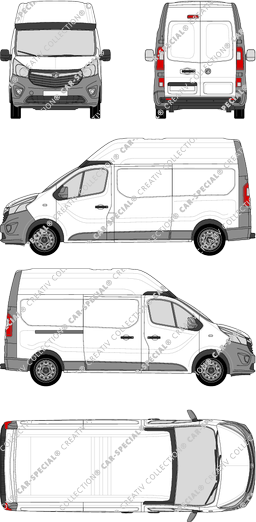 Vauxhall Vivaro, fourgon, L2H2, Rear Wing Doors, 1 Sliding Door (2014)